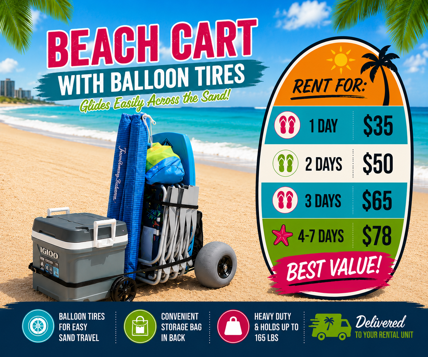 Beach Cart with Ballon Tires Master