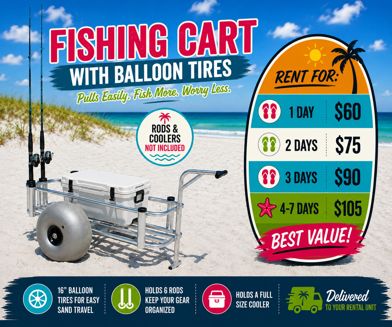 Fishing Cart with Balloon Tires Master
